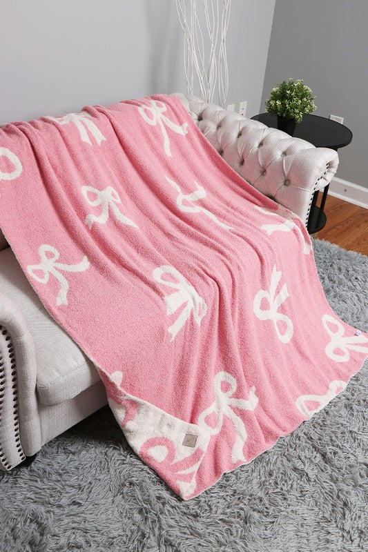 Reversible Bow Printed Throw Blanket