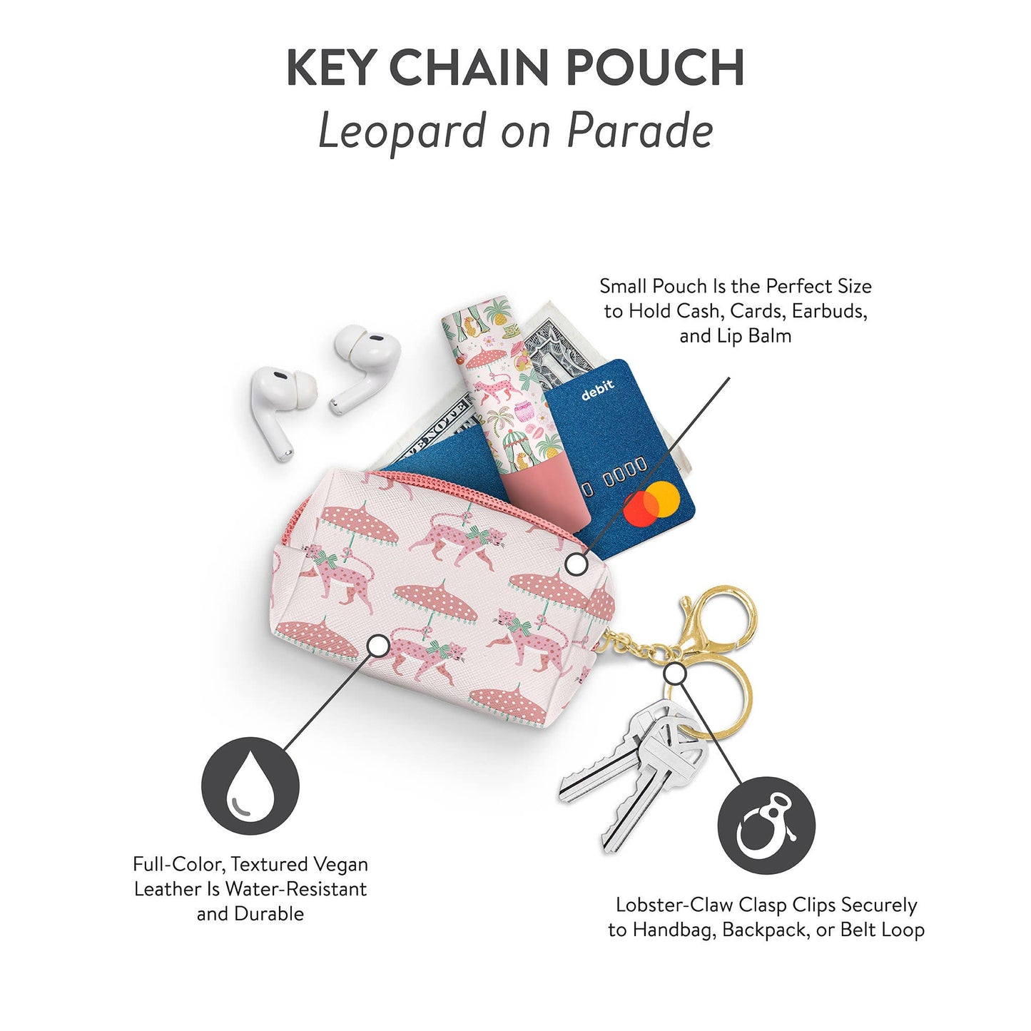 Leopard on Parade Key Chain Pouch