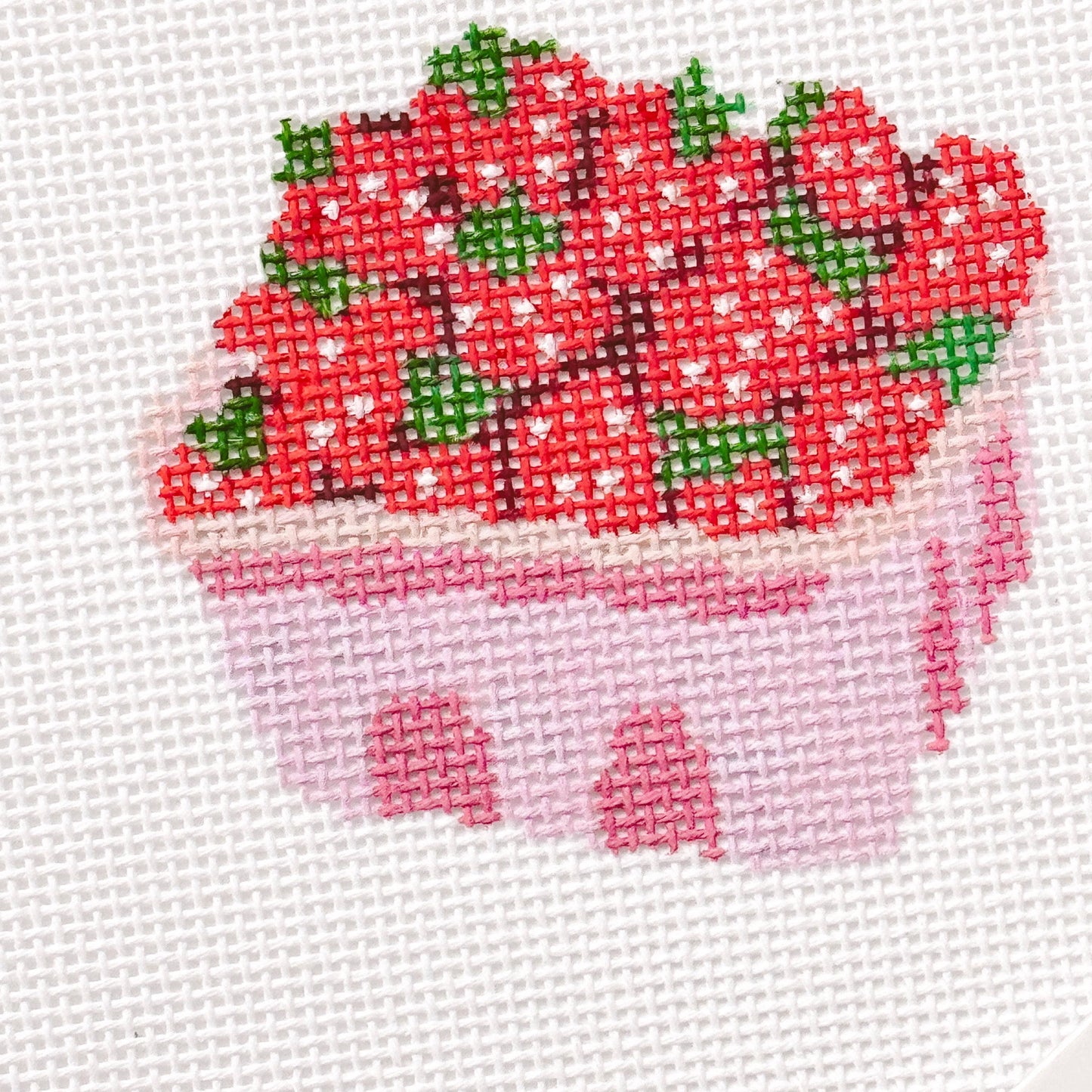 Strawberry Basket Needlepoint Canvas | 18 Mesh