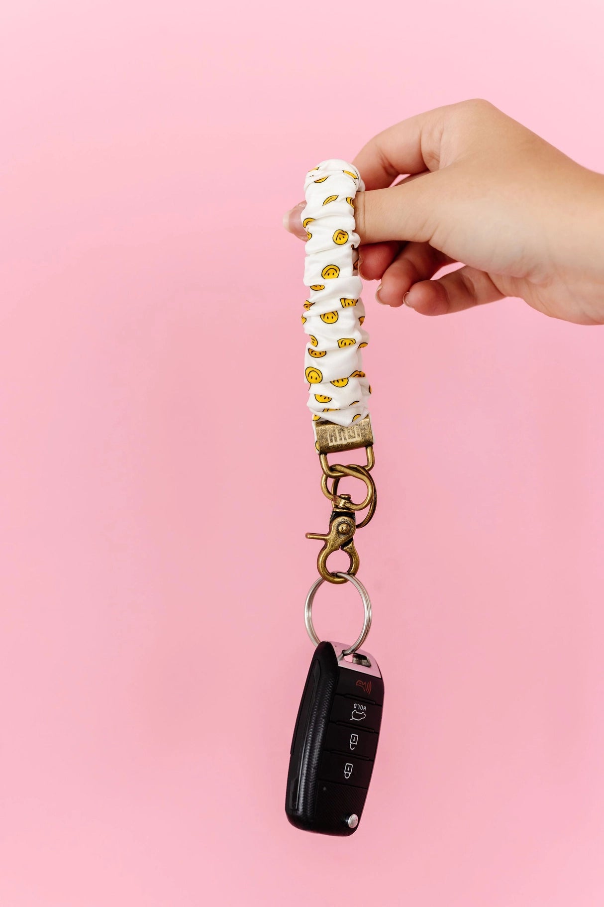 Happy Face Scrunchie Keychain/Wristlet