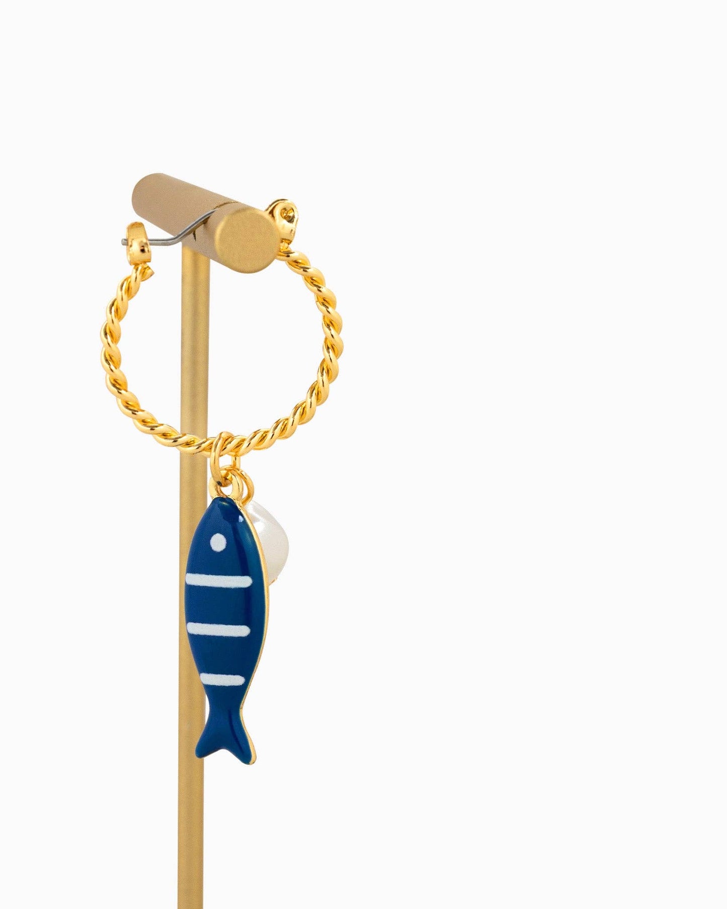 Marine Blue Pearl Fish Earrings
