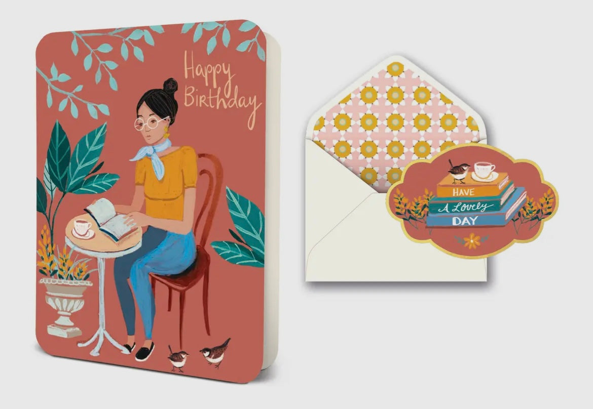 Book lover Happy Birthday Deluxe Greeting Card