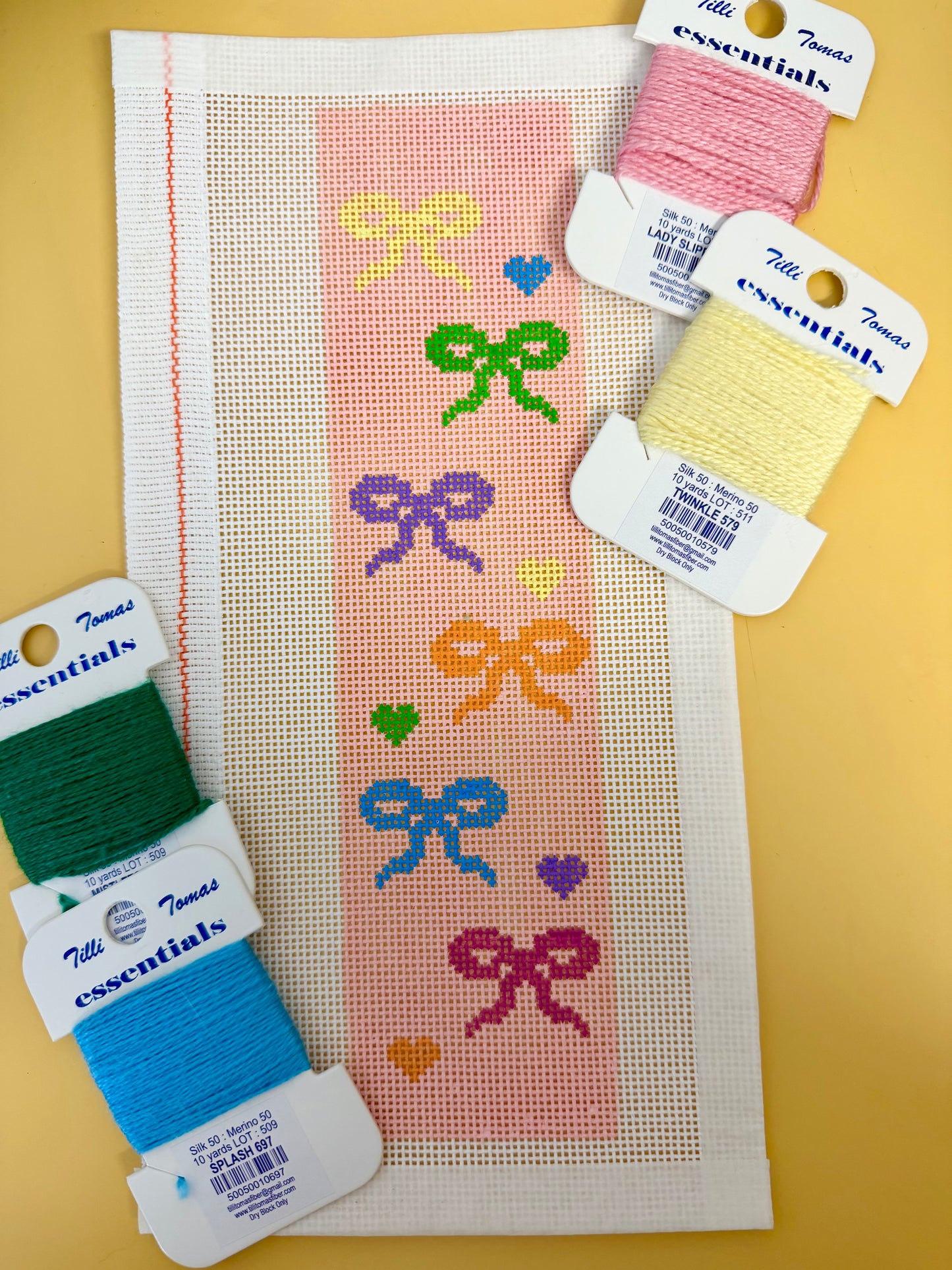 Colorful Bows Bookmark Needlepoint Canvas by BTY | 18 Mesh