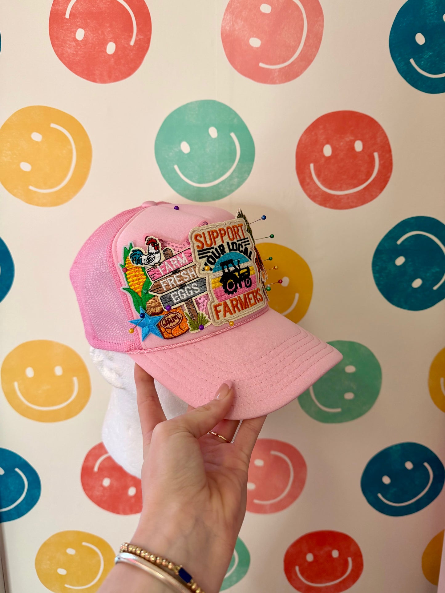 Pink Support Local Farmers Trucker Hat | Adult
