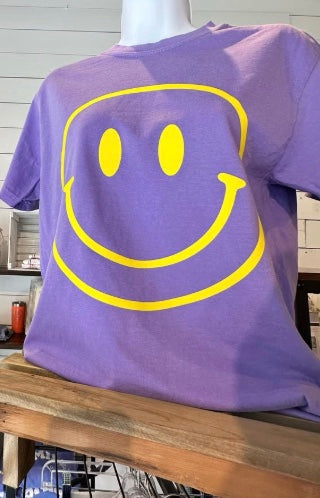 Happy Face T-Shirt | Purple or Blue | Overstock