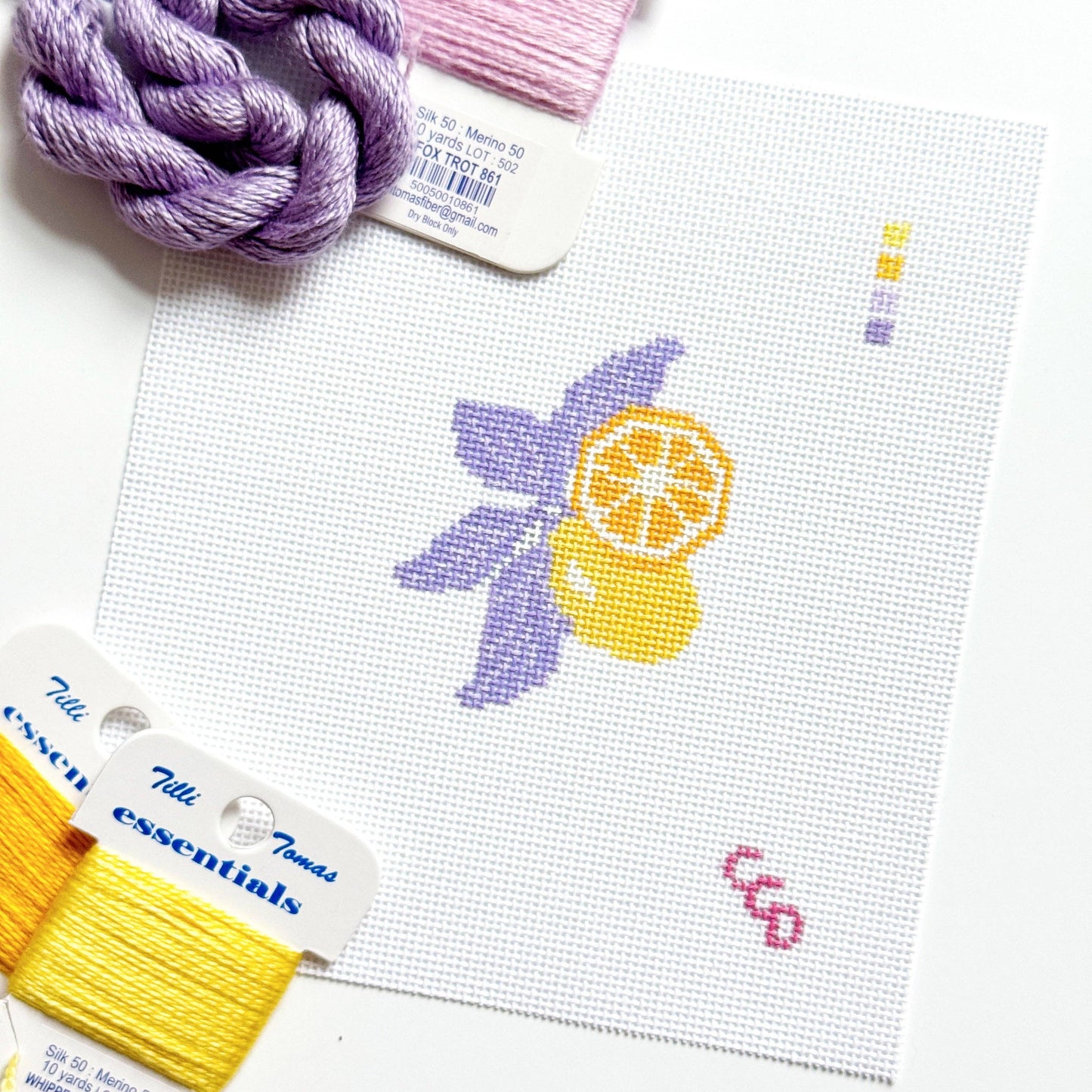 Lavender Lemon Needlepoint Canvas | 18 Mesh