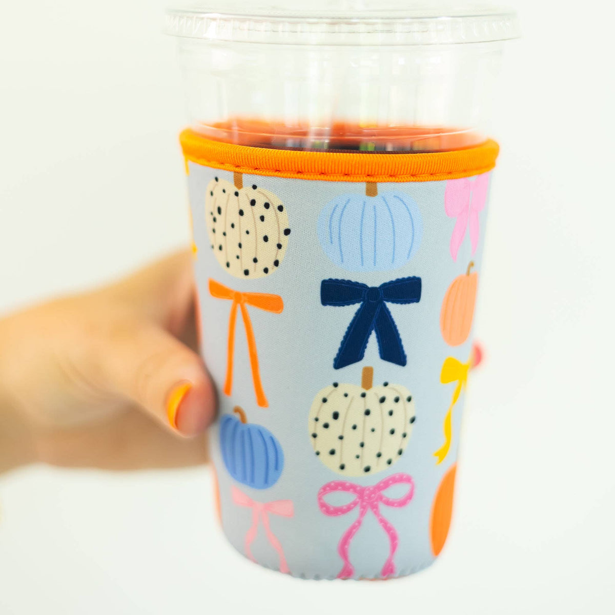 Pumpkins & Bows Coffee Sleeve | Medium (22-28 Oz)