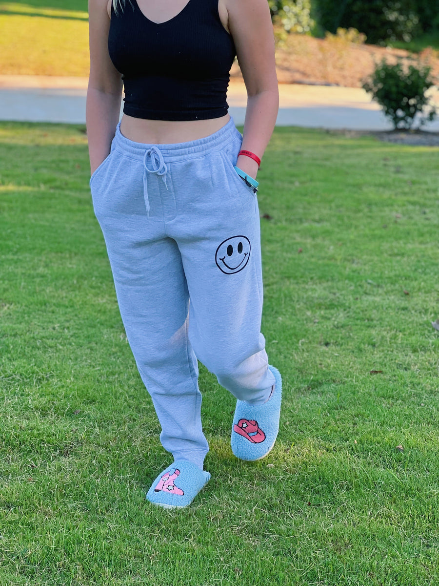 Pellucid Smiley Face Split Sweat Pants