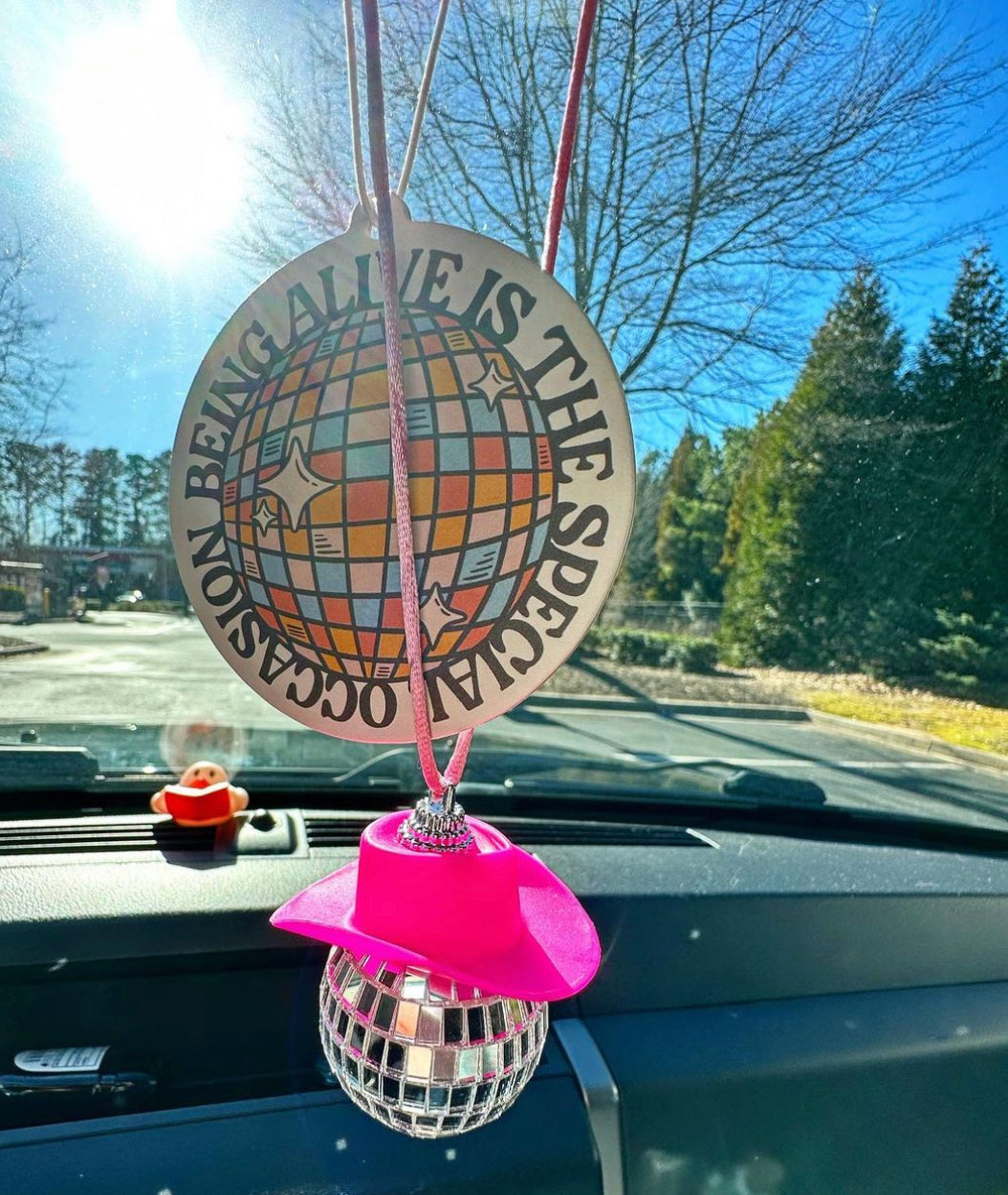 Cowboy Disco Ball Rearview Mirror Charm