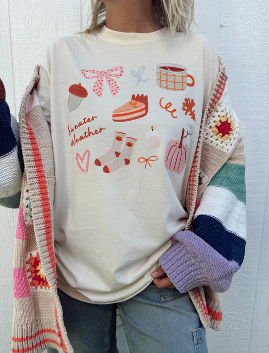 Sweater Weather Doodle T-Shirt | (M-3XL)