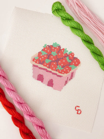 Strawberry Basket Needlepoint Canvas | 13 Mesh