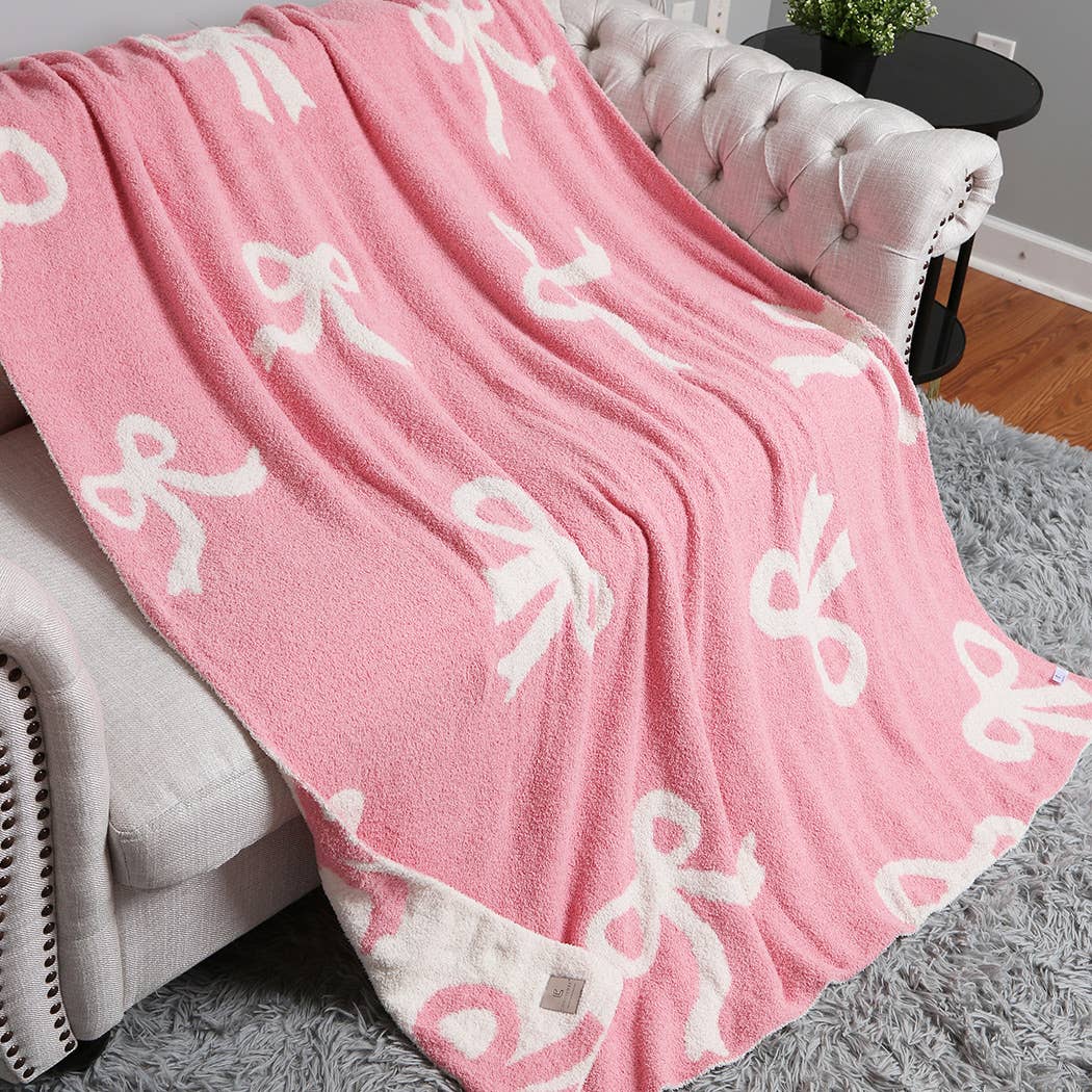 Bow Printed Cozy Soft Throw Blanket