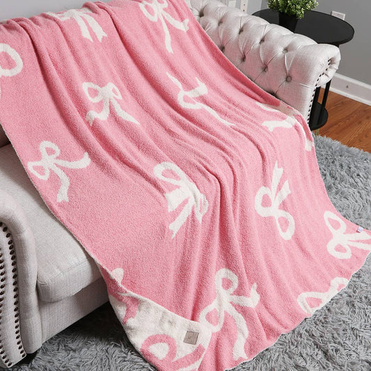 Bow Printed Cozy Soft Throw Blanket