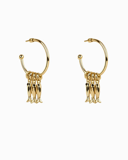 Fish Beaded Hoop Earrings | Gold