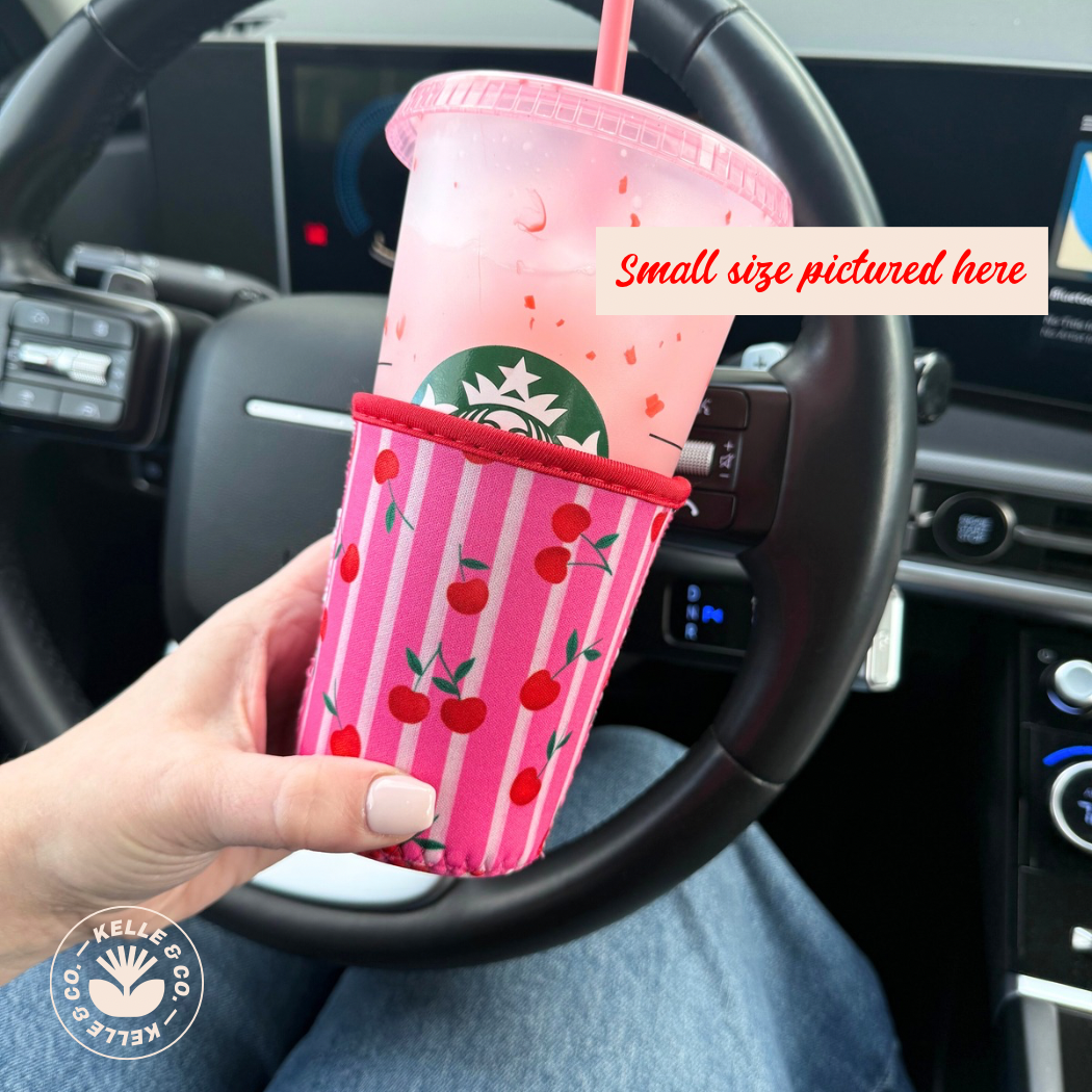 Cherry Stripes Reusable Coffee Sleeve