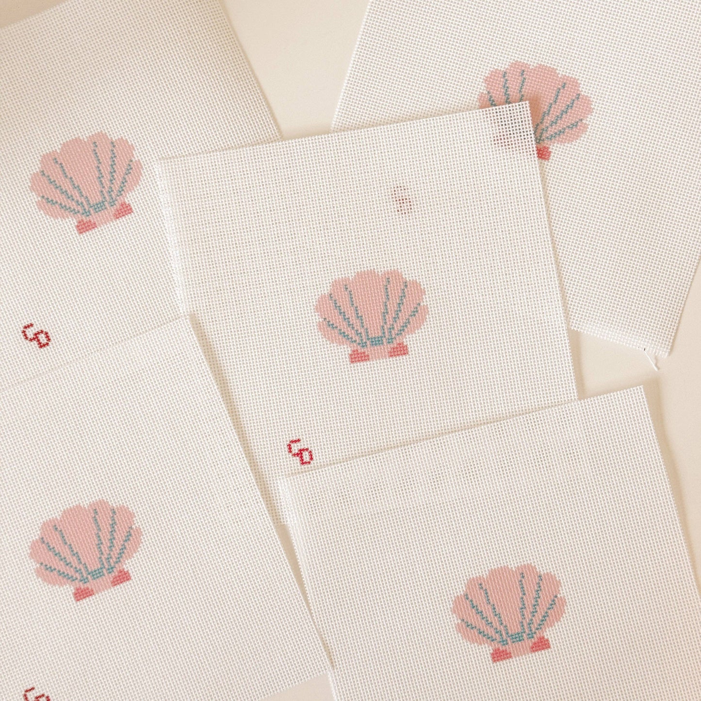Mini Pink Seashell Needlepoint Canvas | 18 Mesh