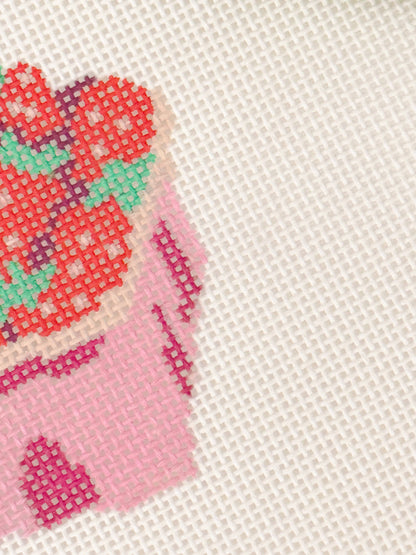 Strawberry Basket Needlepoint Canvas | 13 Mesh