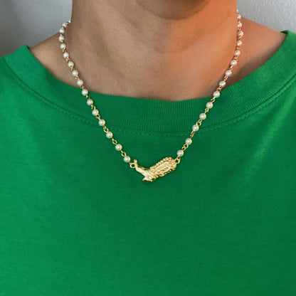 Cowgirl Boot Pearl Chain Necklace | 18K Gold Plated