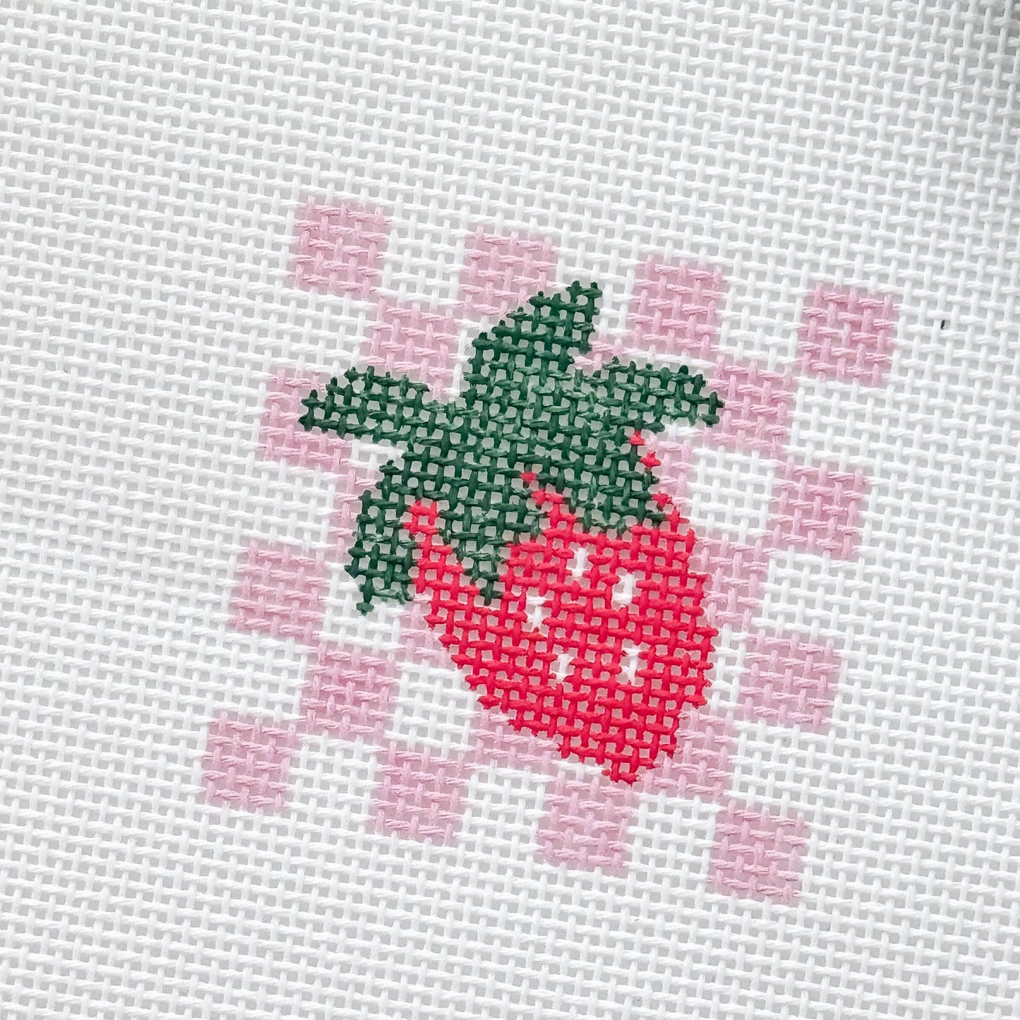 Strawberry Checkered Needlepoint Canvas | 18 Mesh