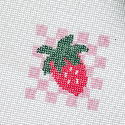 Strawberry Checkered Needlepoint Canvas | 18 Mesh