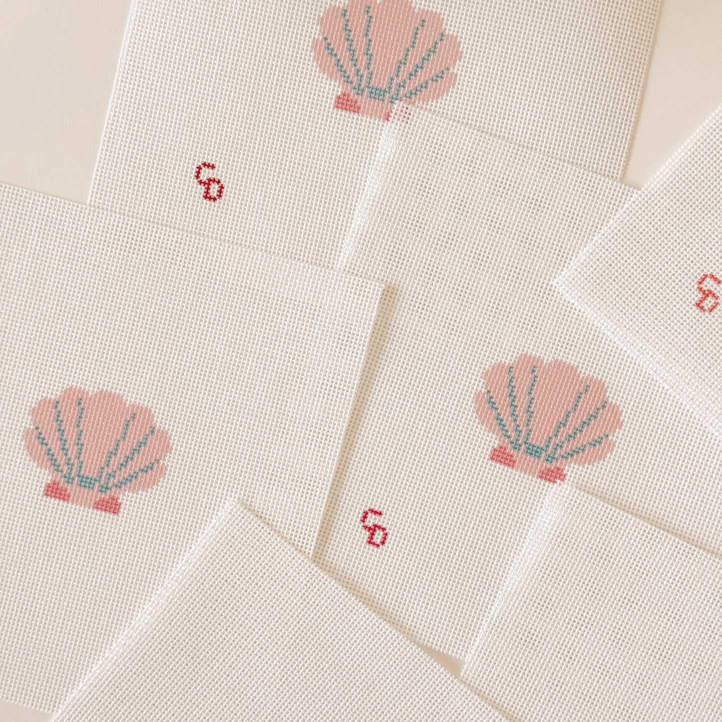 Mini Pink Seashell Needlepoint Canvas | 18 Mesh