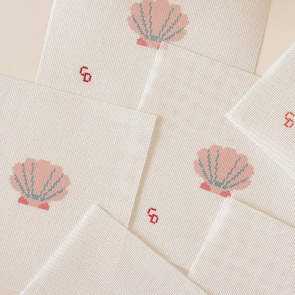 Mini Pink Seashell Needlepoint Canvas | 18 Mesh