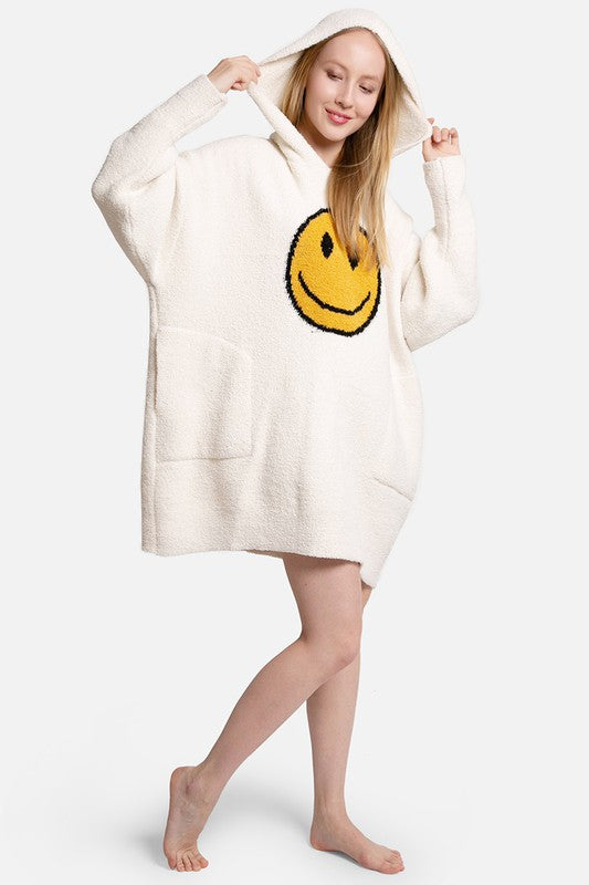 Hooded Happy Face Snuggie with Pockets