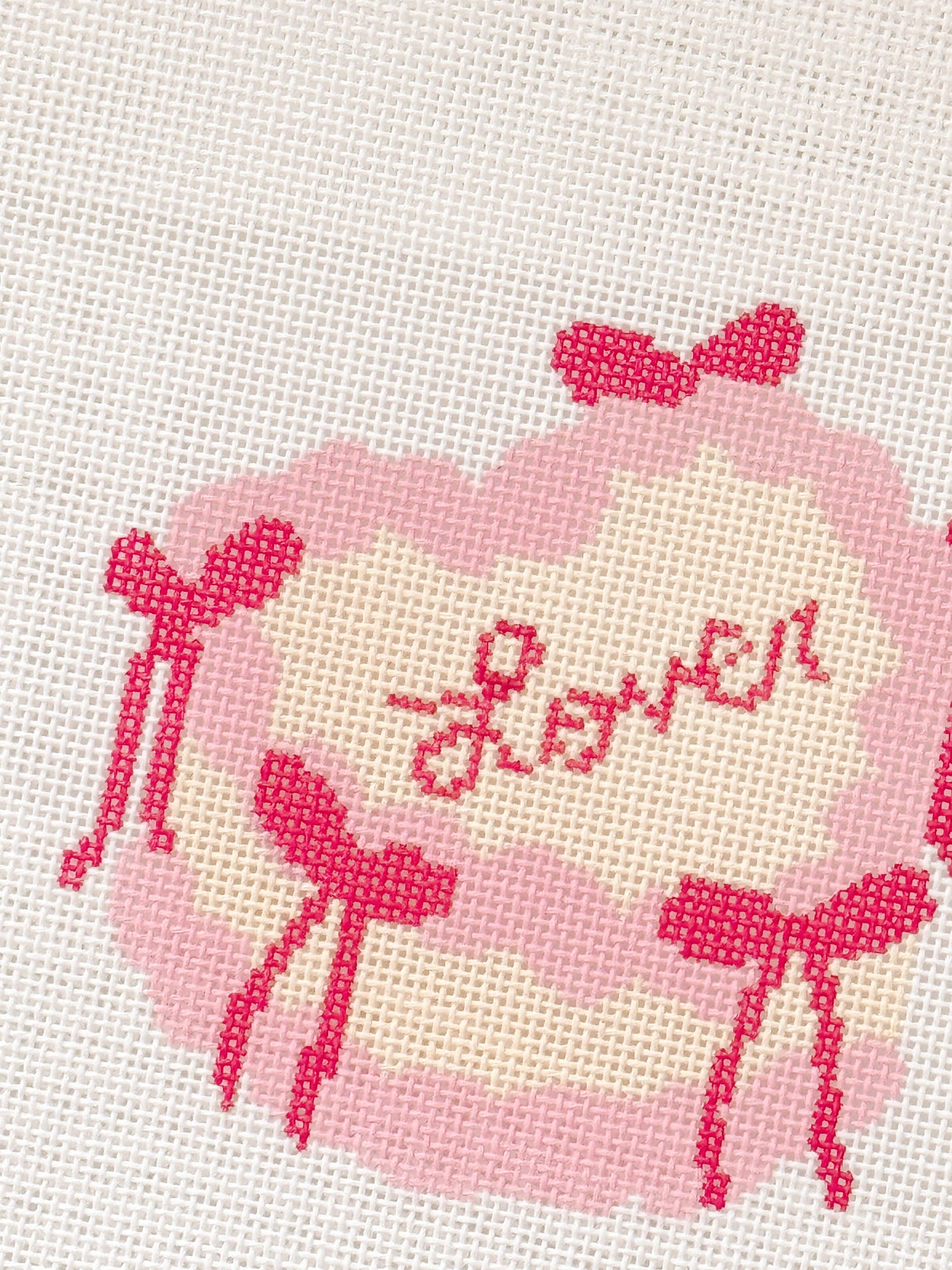 Coquette Bow Heart Cake Needlepoint Canvas | 18 Mesh