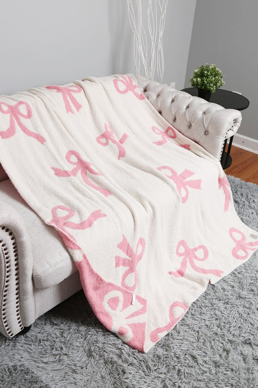 Irreversible Bow Printed Throw Blanket