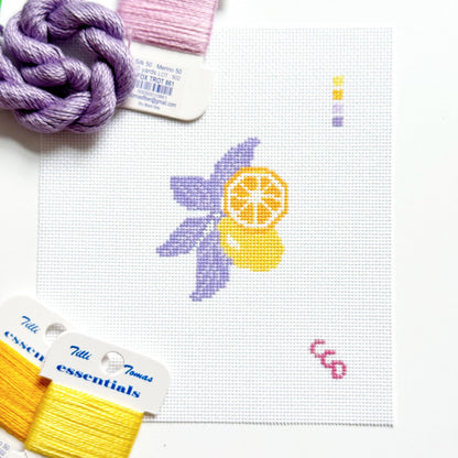 Lavender Lemon Needlepoint Canvas | 18 Mesh