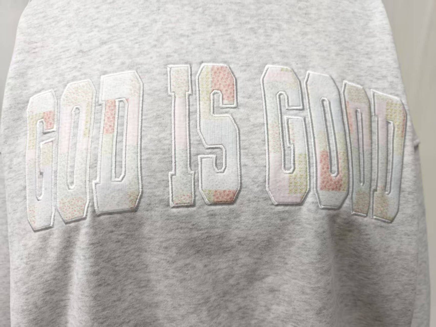 God Is Good Quilted Pastel Embroidered Crewneck | (S-2XL)