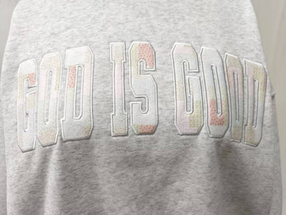 God Is Good Quilted Pastel Embroidered Crewneck | (S-2XL)