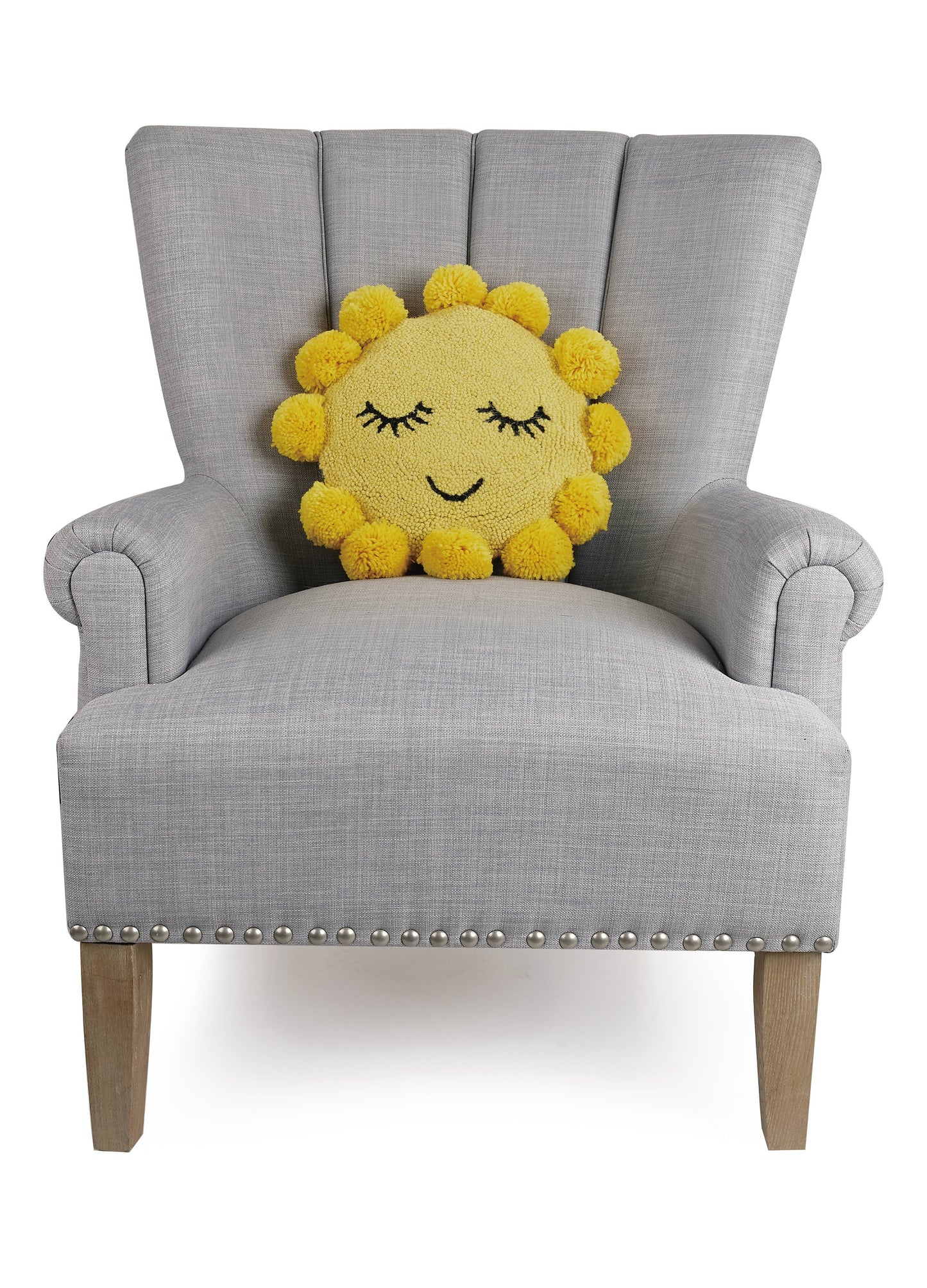 Sunshine Throw Pillow w/Pom Poms