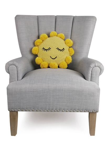 Sunshine Throw Pillow w/Pom Poms