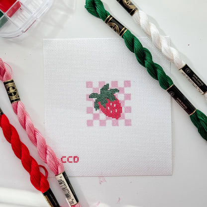 Strawberry Checkered Needlepoint Canvas | 18 Mesh