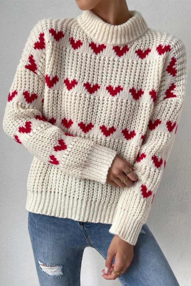 Valentine's Day Heart Knit Sweater