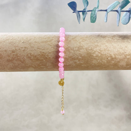 Pink Neon Crystal Beaded Handknotted Bracelet