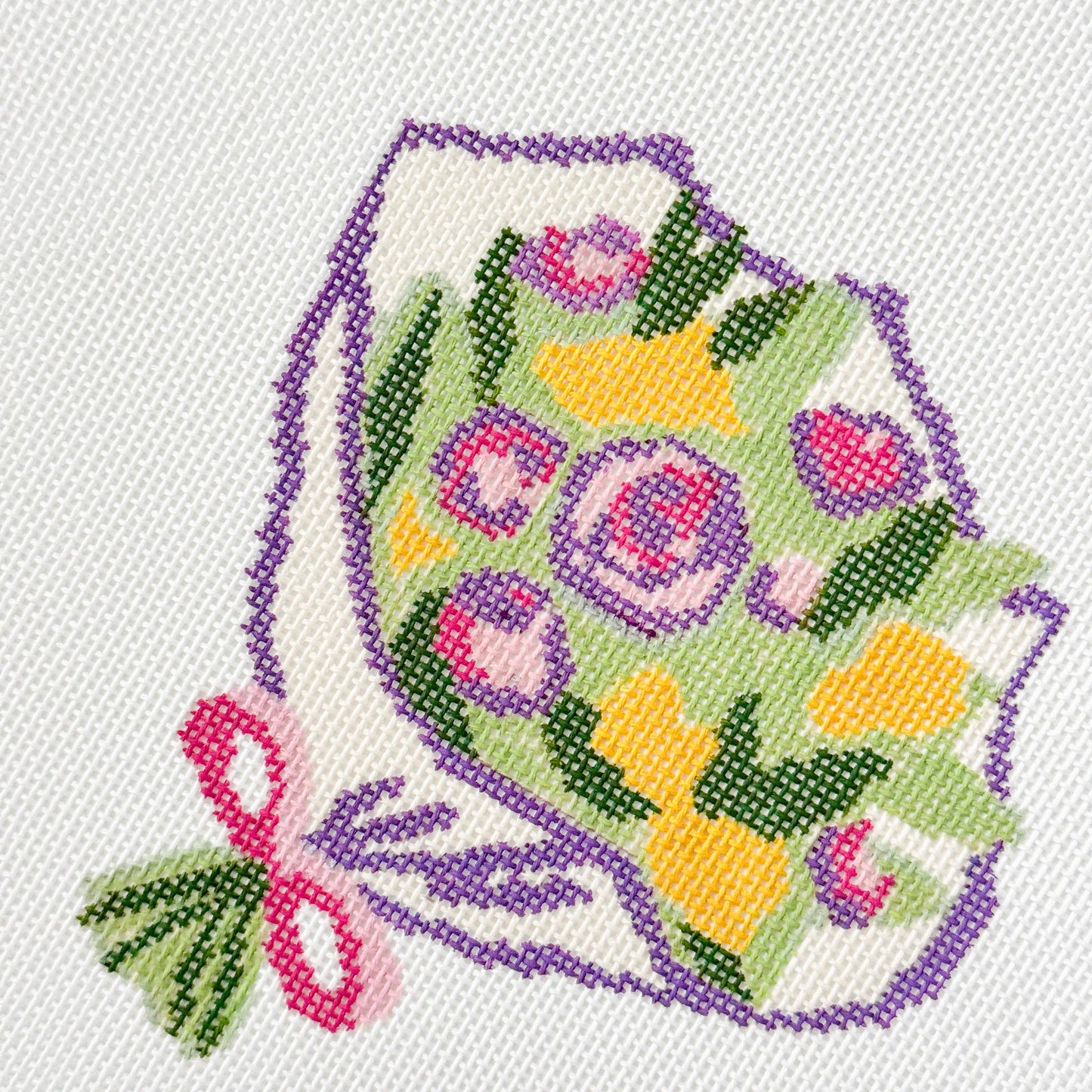 Flower Bouquet Needlepoint Canvas | 18 Mesh