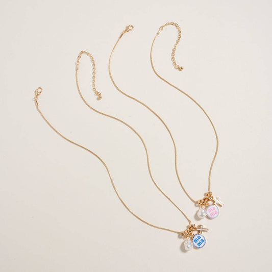 Mama Cross Pearl Enamel Charm Necklace Mothers Day