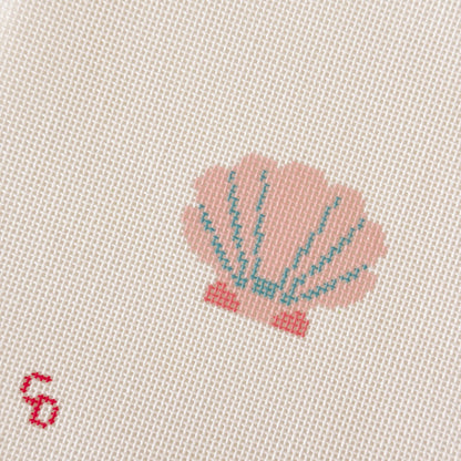 Mini Pink Seashell Needlepoint Canvas | 18 Mesh