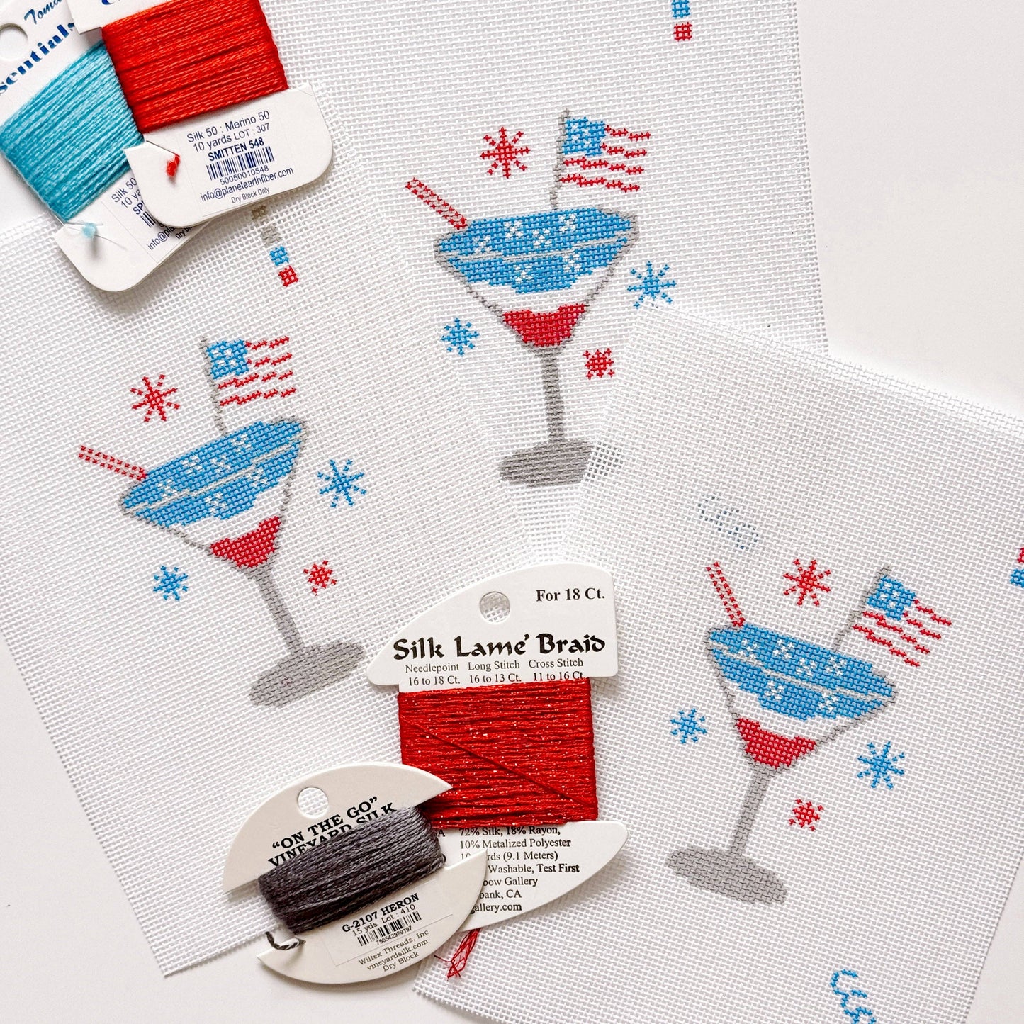 Patriotic Martini Needlepoint Canvas | 18 Mesh