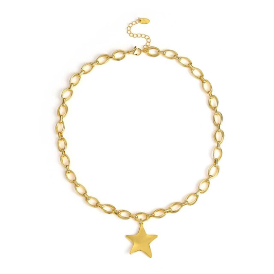 Molten Star Charm Link Chain Necklace – Gold Statement | RESTOCK