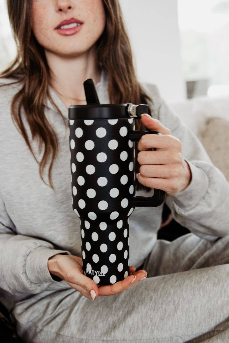 Black & White Polka Dots Tumbler | 38 oz.