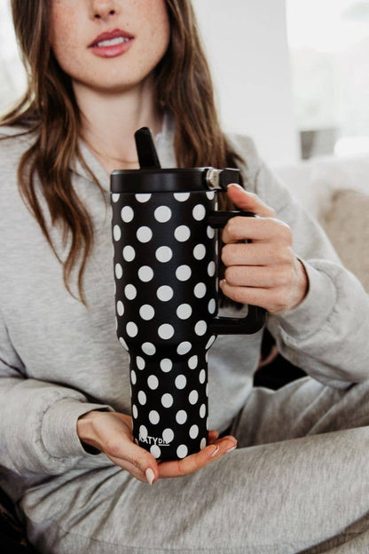 Black & White Polka Dots Tumbler | 38 oz.