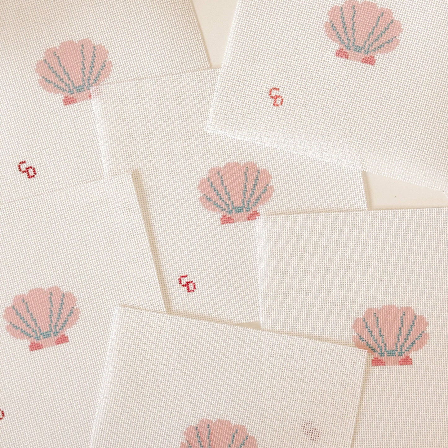 Mini Pink Seashell Needlepoint Canvas | 18 Mesh