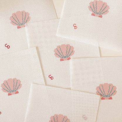 Mini Pink Seashell Needlepoint Canvas | 18 Mesh