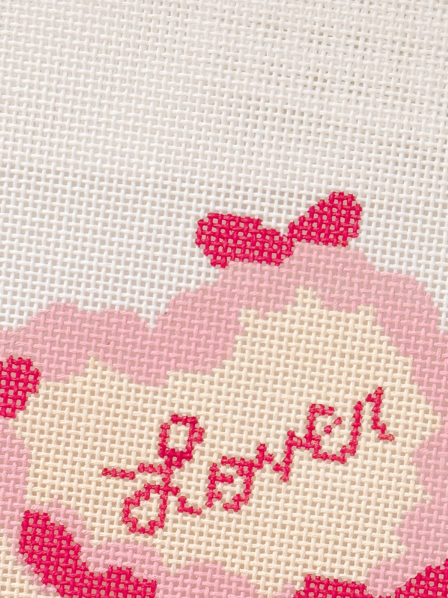Coquette Bow Heart Cake Needlepoint Canvas | 18 Mesh