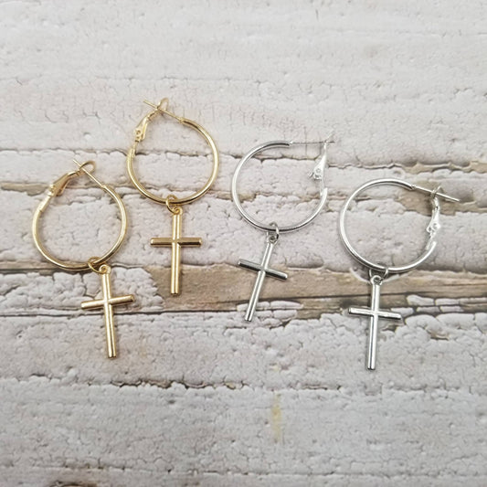 Gold/Silver Cross Earrings