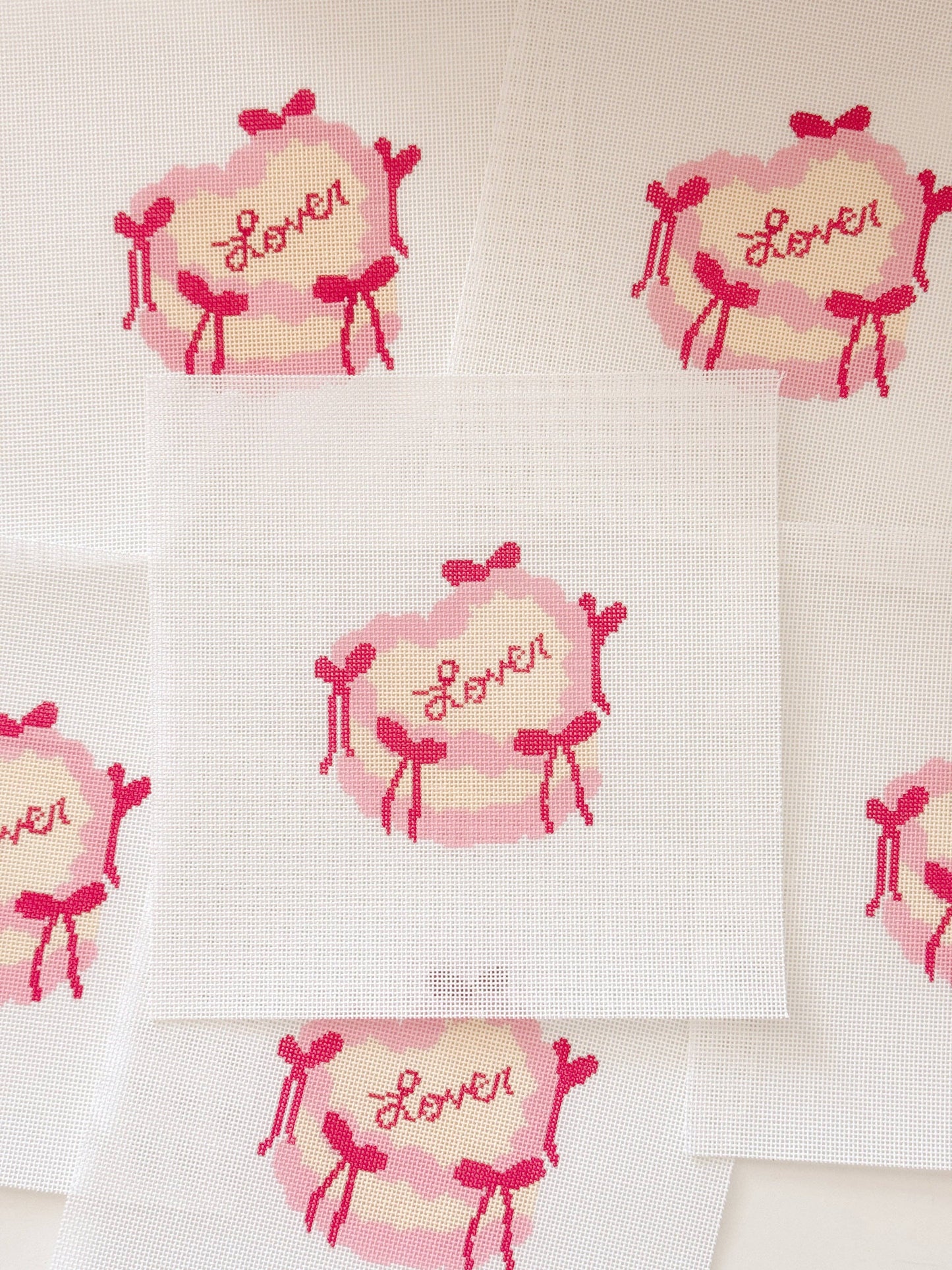Coquette Bow Heart Cake Needlepoint Canvas | 18 Mesh