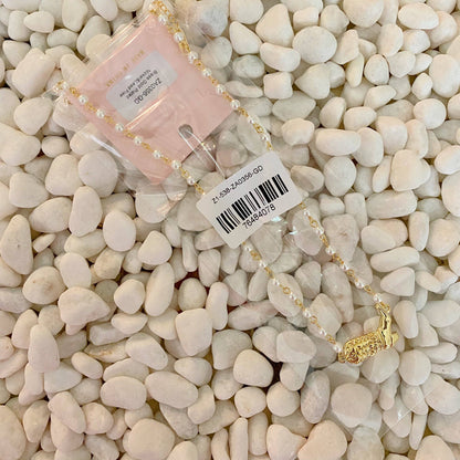Cowgirl Boot Pearl Chain Necklace | 18K Gold Plated
